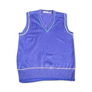 Vintage 90s Purple Sweater Vest V Neck Preppy Tennis Golfcore Country Club Knit